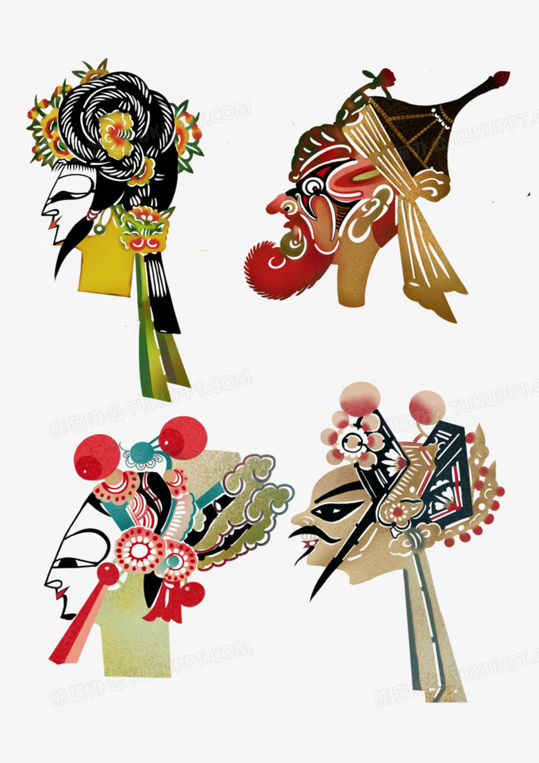 手绘工笔画风非遗皮影头像素材