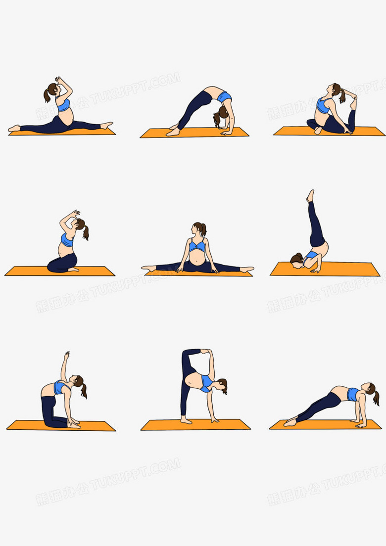 一组孕妇瑜伽动作合集素材