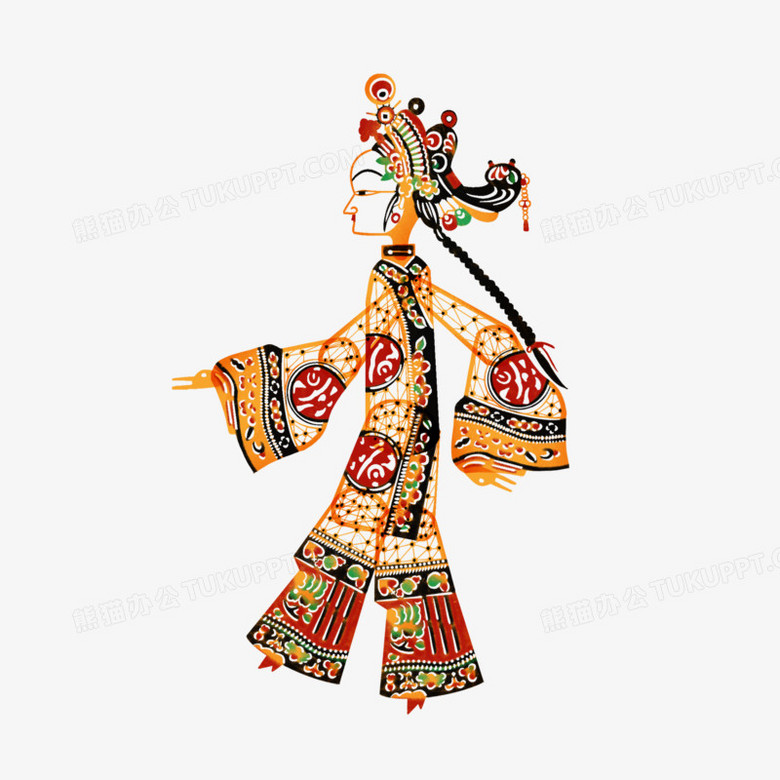 一组手绘插画风皮影戏免抠元素