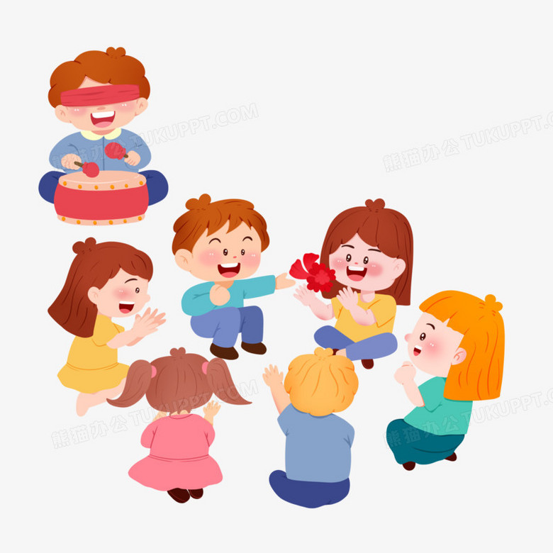 卡通手绘击鼓传花小游戏免抠元素