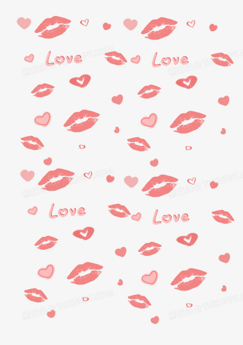 接吻唇印爱心底纹素材