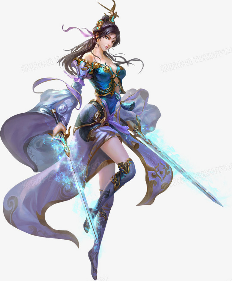 优雅古典游戏人物手绘png图片素材下载_手绘png_熊猫办公