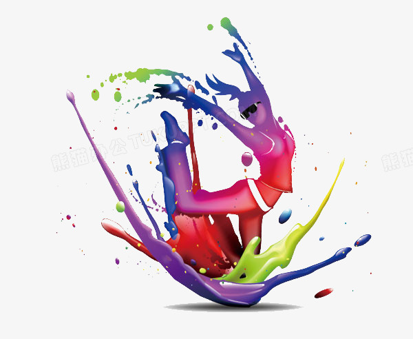彩色油画舞动女士png图片素材下载_彩色png_熊猫办公