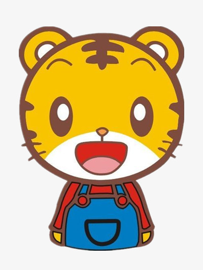 本作品全称为《彩色卡通风身穿背带裤的可爱小老虎元素》,在整个配色