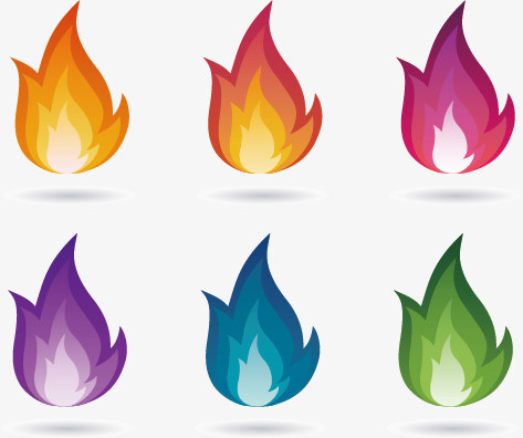 各种颜色的火苗矢量素材