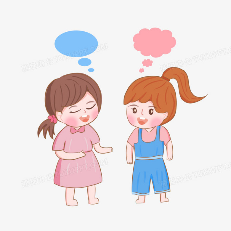 卡通手绘儿童小孩子对话谈话聊天场景png图片素材下载_卡通png_熊猫办