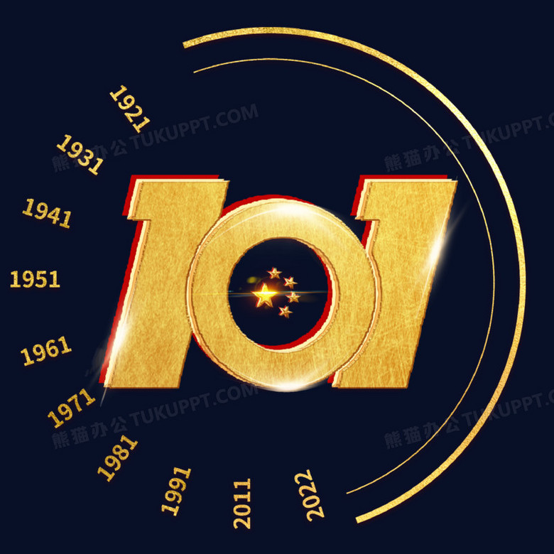 圆形创意建党101创意数字年份轮盘设计