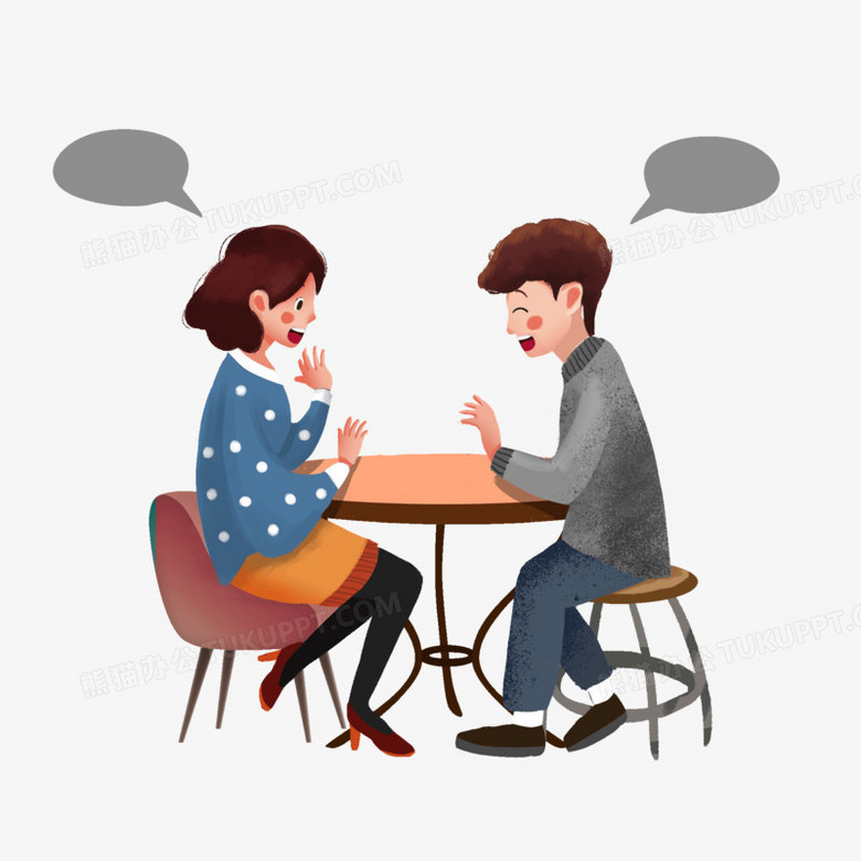 卡通插画风男女对话免抠元素PNG图片素材下载_卡通PNG_熊猫办公