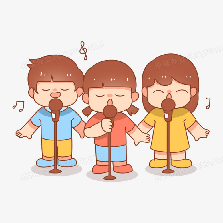 卡通可爱儿童合唱团插画元素