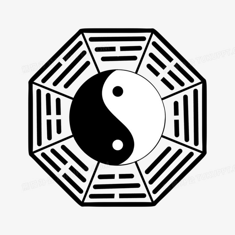 手绘矢量扁平八卦图图标素材