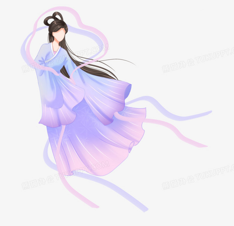 手绘插画风仙女下凡免抠元素