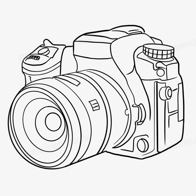 手绘素描线稿相机元素png图片素材下载_相机png_熊猫办公