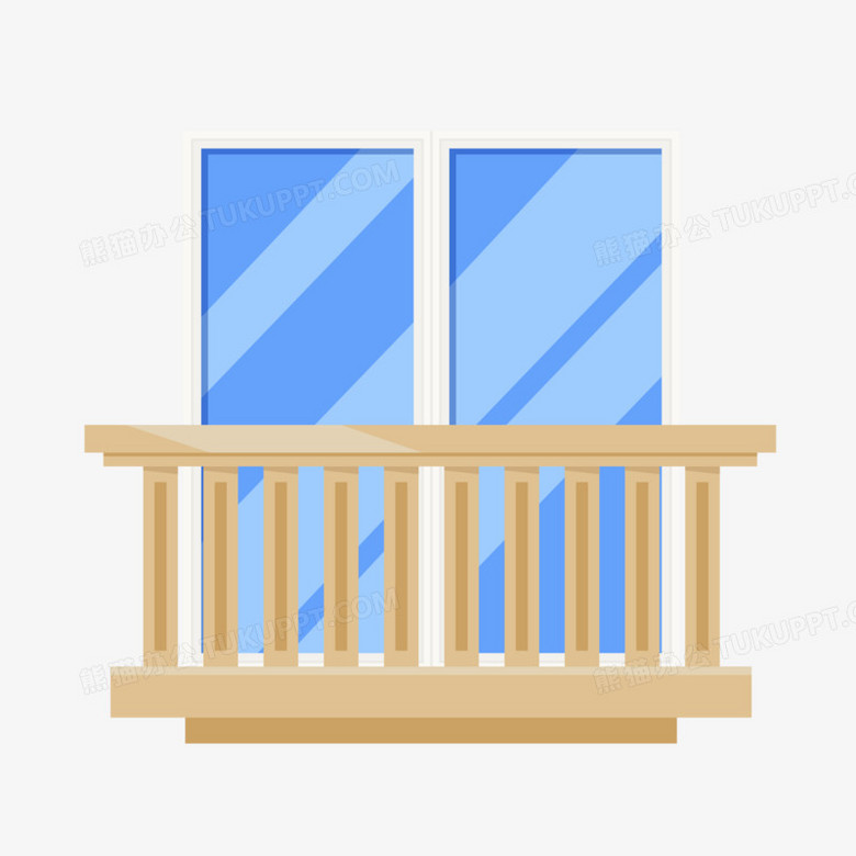手绘正面矢量阳台免抠素材