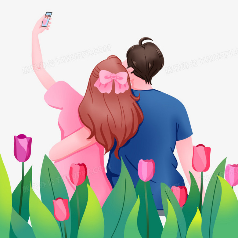 本作品全称为《卡通风彩色浪漫情侣自拍背影创意元素》,由迷南文化