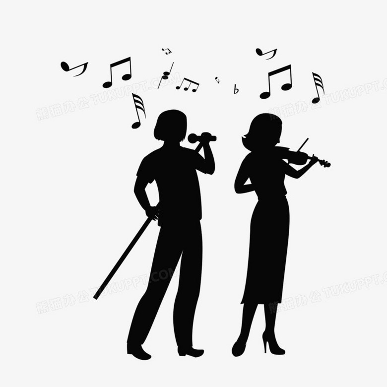 黑色人物表演演奏剪影素材