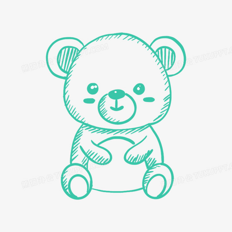 一组彩色线描涂鸦风玩具套图之小熊免抠元素