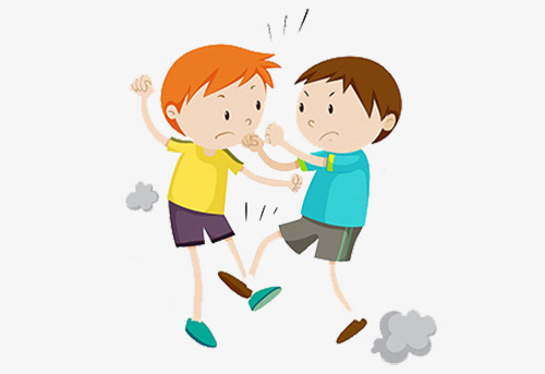 卡通打架男孩