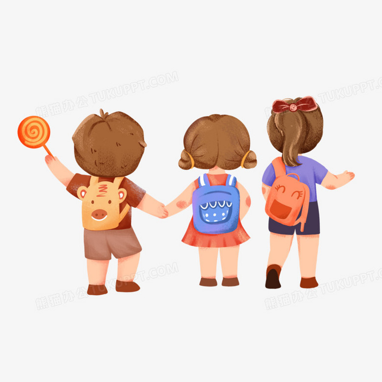 卡通手绘小朋友开学入学多人背影元素png图片素材下载_卡通png_熊猫