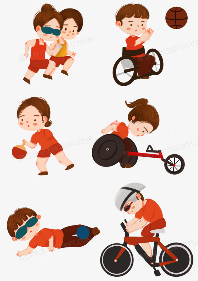 一组卡通q版同画风不同运动项目合集元素