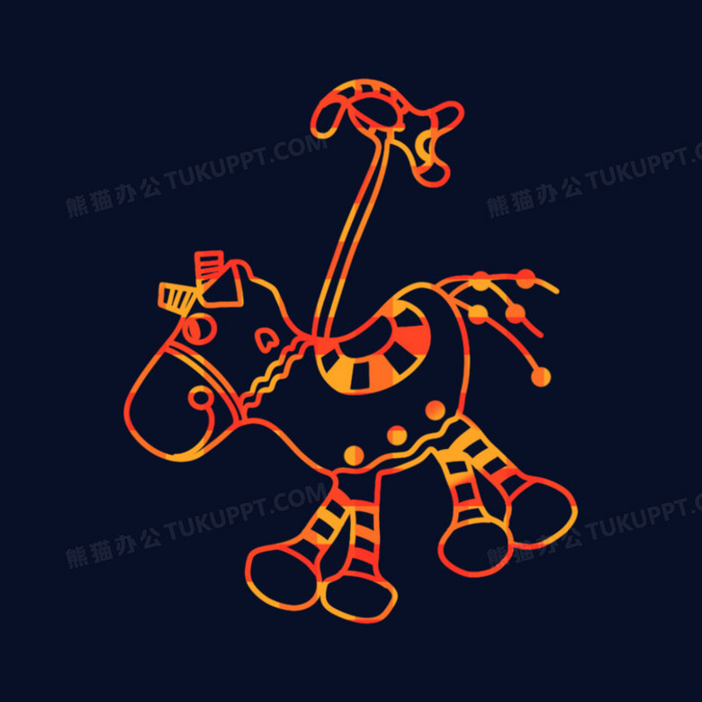 一组彩色线描风儿童玩具套图系列五元素