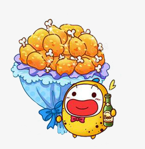 在整个配色上使用彩色作为基础色调,设计了啤酒炸鸡,卡通风效果的