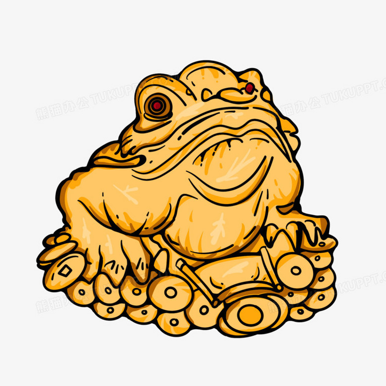 手绘国潮风金蟾免抠元素