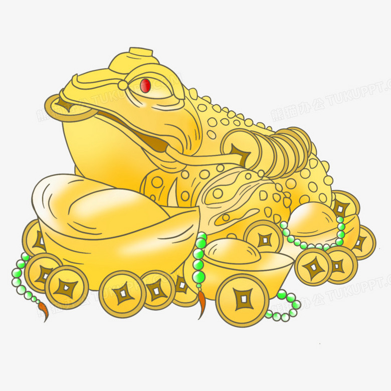 手绘招财金蟾素材