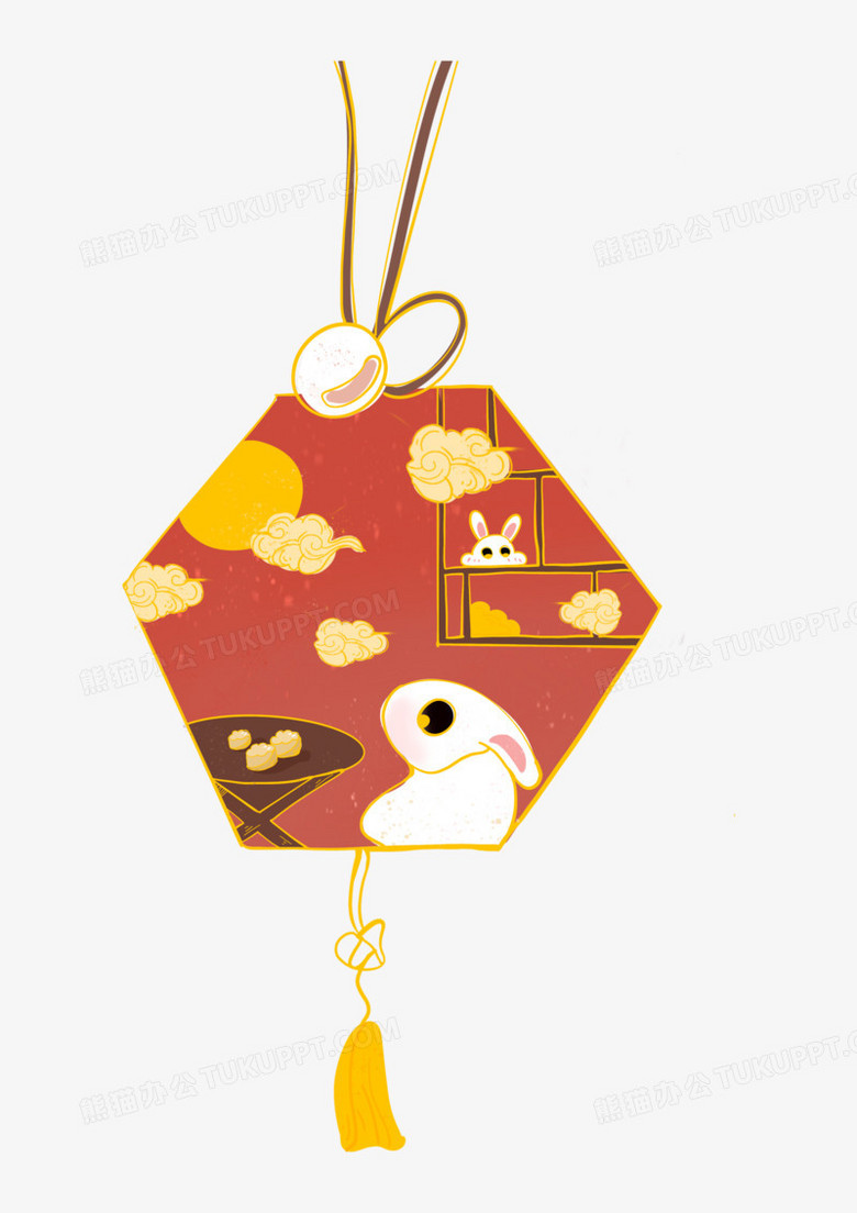 手绘国潮风兔子挂饰免抠元素png图片素材下载_兔子png_熊猫办公