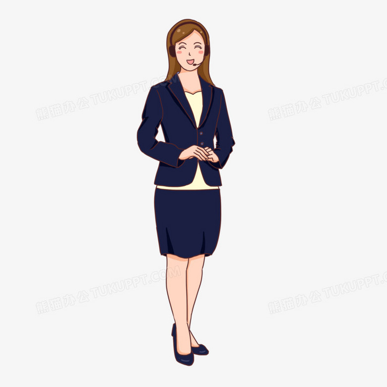 手绘卡通客服服务员元素