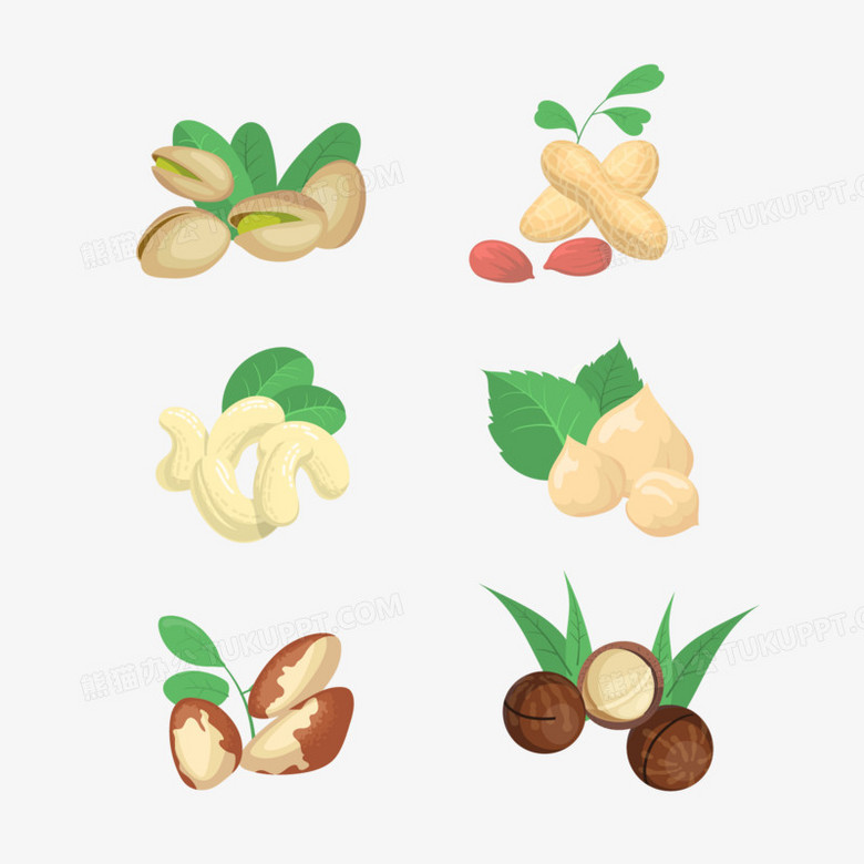 一组卡通矢量坚果干果套图合集素材