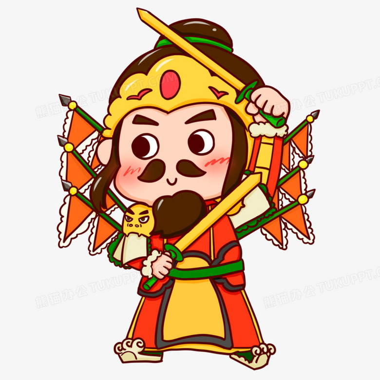 卡通手绘可爱右门神元素