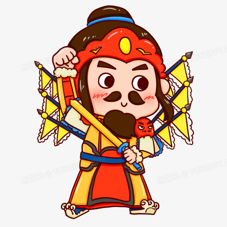 卡通手绘可爱左门神元素