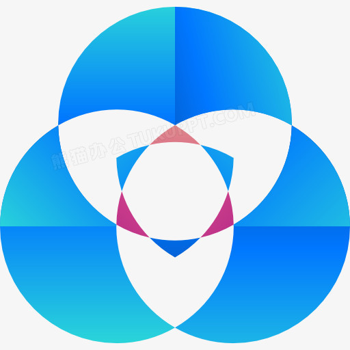 交叉的圆创意元素》,在整个配色上使用蓝色作为基础色调,作者根据图形