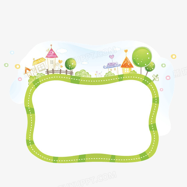 文案背景元素绿色边框装饰图案