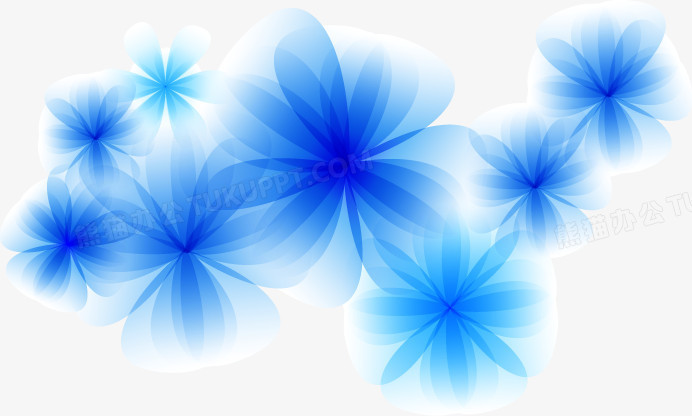 卡通手绘蓝色梦幻花png图片素材下载 卡通png 熊猫办公