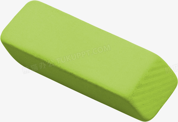 本作品全称为《绿色扁平风立体长方形状橡皮擦元素》,在整个配色上