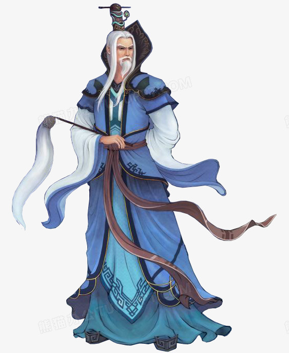 本作品全称为《卡通风彩色古代老头创意元素》,在整个配色上使用多种