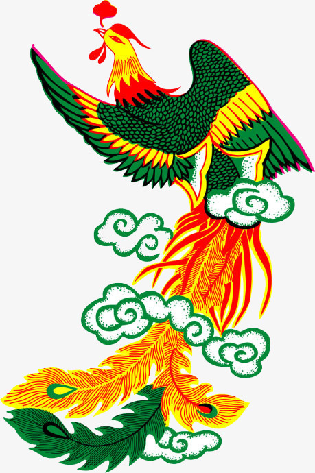 本作品全称为《彩色简约风一只可爱的凤凰创意元素》,在整个配色上