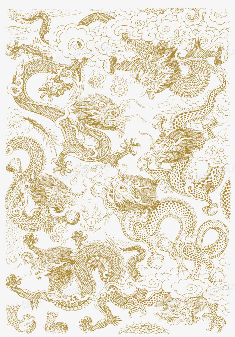 本作品全称为《金色简约风经典美丽龙纹创意元素》,使用adobe