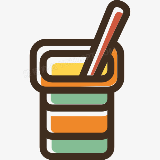 在整个配色上使用多种色彩作为基础色调,设计了一杯酸奶,卡通风效果