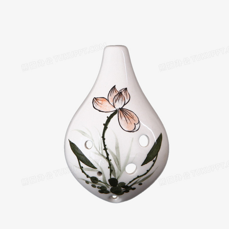 本作品内容为陶笛乐器6孔中音c调墨荷,       