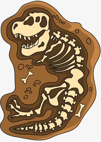 本作品全称为《黄色卡通手绘远古恐龙化石创意元素》,在整个配色上