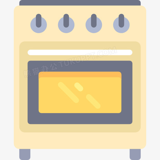 本作品全称为《黄色卡通手绘方形烤箱创意元素》,在整个配色上使用