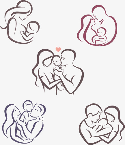 有爱的一家三口矢量素材