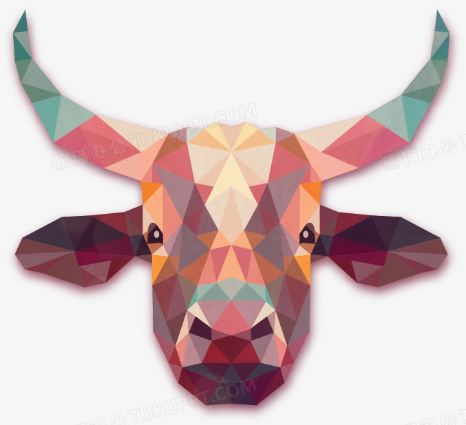 本作品全称为《彩色卡通手绘一只几何牛头创意元素》,使用adobe