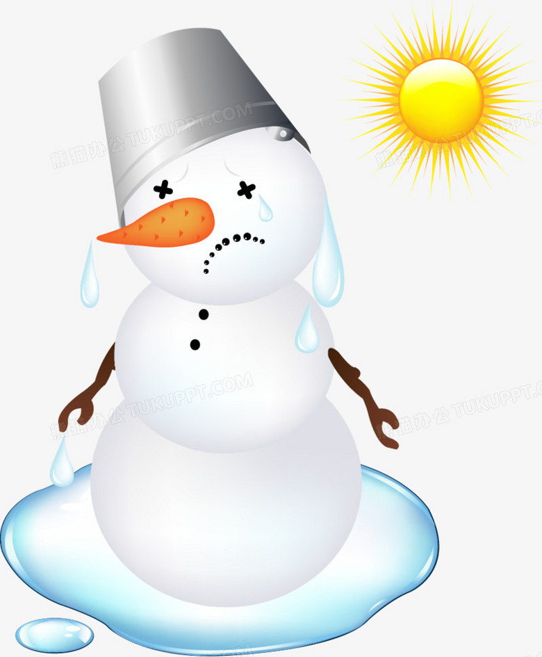 融化的可爱圣诞雪人素材