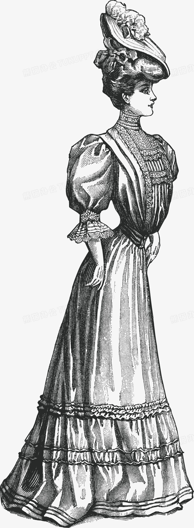 手绘矢量欧洲女性贵族