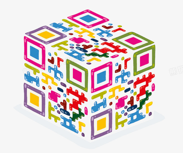 彩色正方体二维码png图片素材下载_彩色png_熊猫办公
