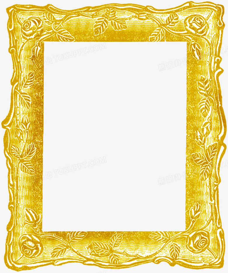 金色花纹创意相框png图片素材下载_花纹png_熊猫办公