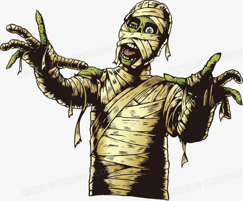 矢量卡通僵尸木乃伊